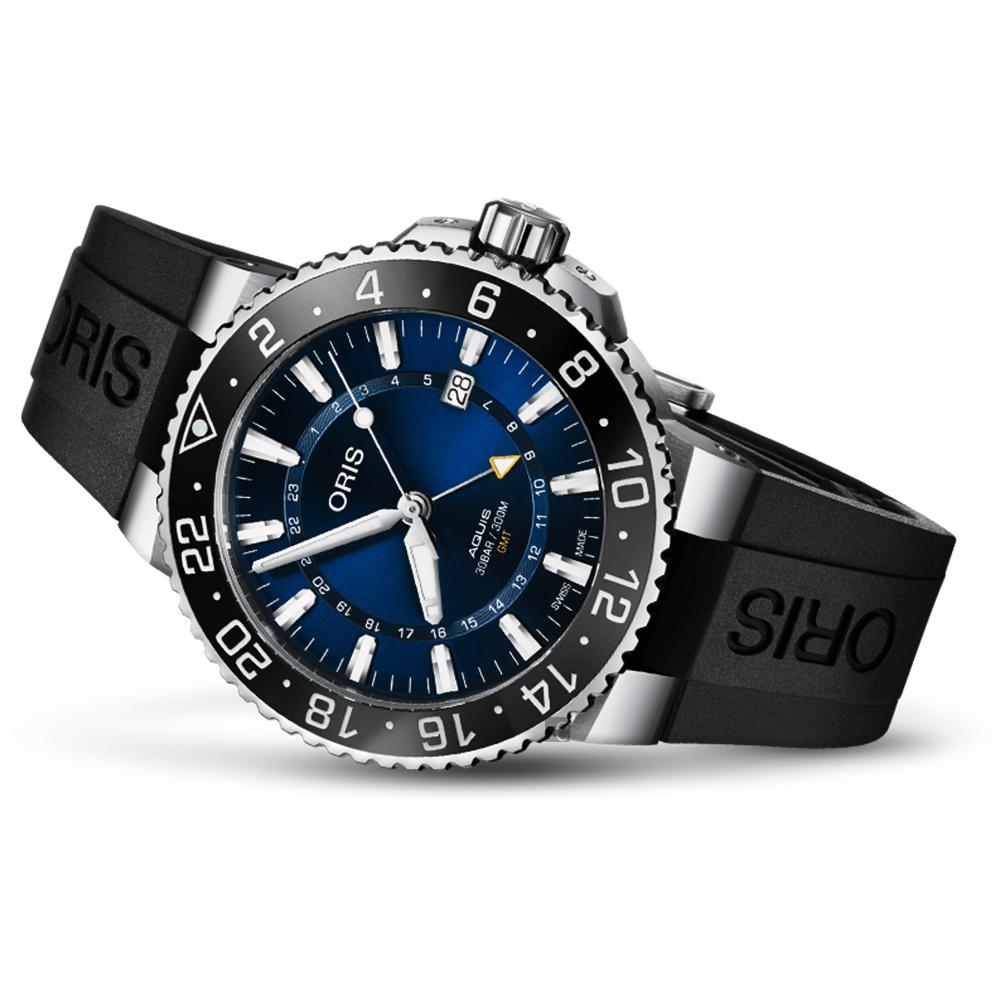 伊万里 Oris 豪利時Aquis 時間之海潛水300米日期機械錶-綠水鬼x銀/39mm