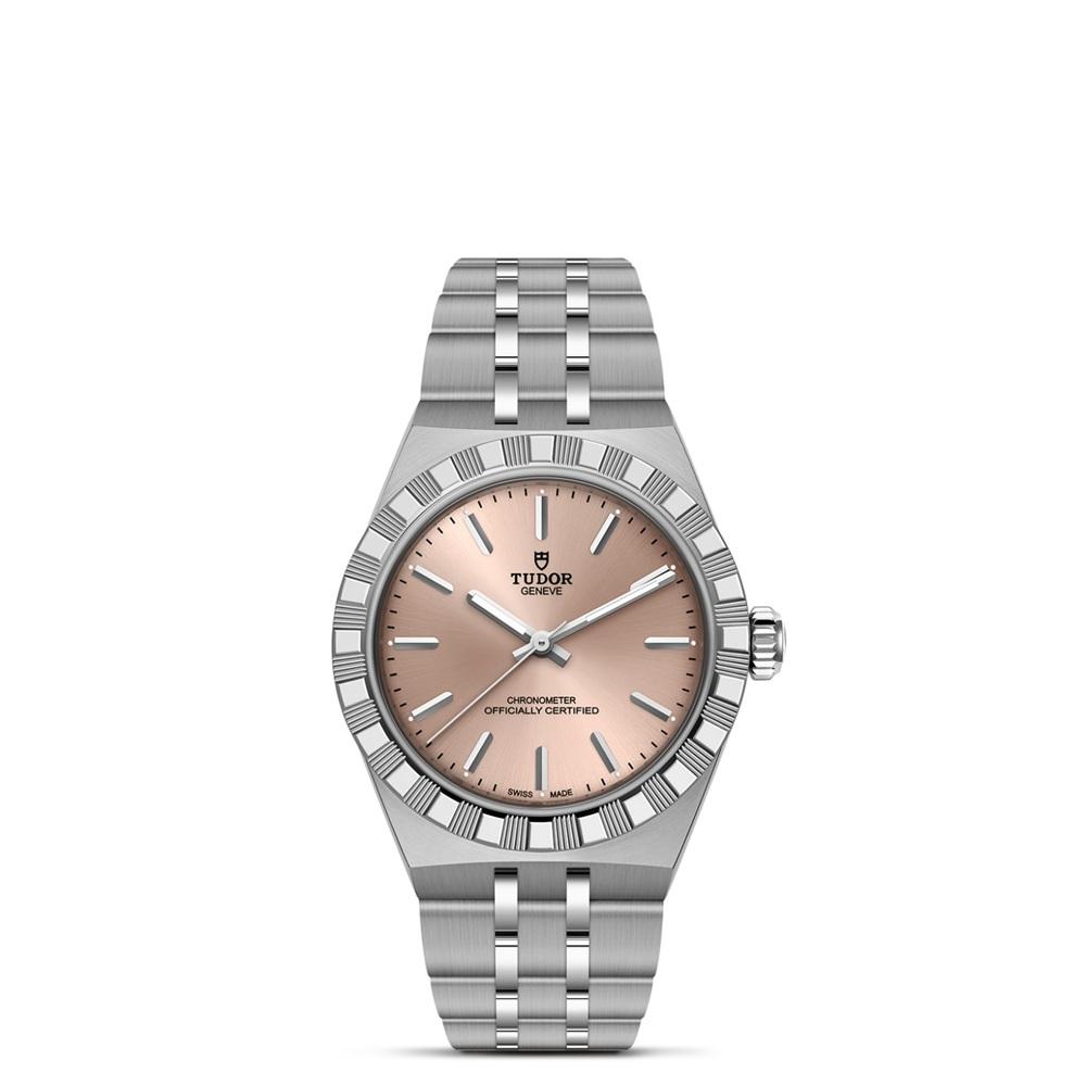 鋼錶殼，直徑30毫米, 鮭粉色錶面